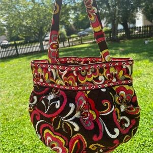 Vera Bradley Vintage Red & Brown Puccini Pattern Paisley Shoulder Bag
